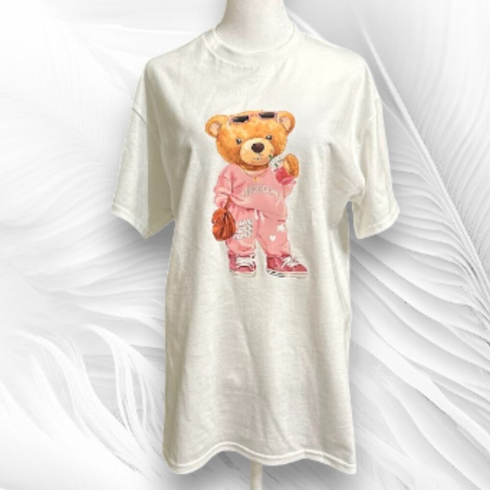 Cute Teddy Bear Graphic T-Shirt White Unisex – Streetwear Aesthetic Tee